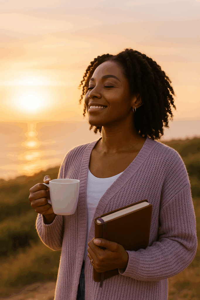 Purpose-driven woman releasing overthinking and stepping into clarity.